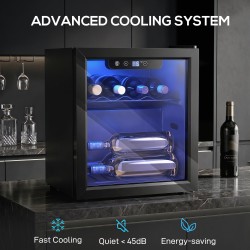 HOMCOM 12-Cantinetta vini da bottiglia | 36L, Porta in vetro, LED — Nero