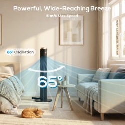 HOMCOM Turmventilator mit WiFi-App-Steuerung, Standventilator mit 3 Geschwindigkeit 4 Modi, 12 Stunden-Timer und Nachtlicht Schw