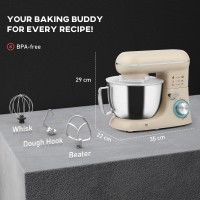 HOMCOM 1300W Batteur sur socle de cuisine, avec accessoires - Beige