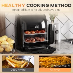 HOMCOM 12L Air Fryer Oven | 8-in-1, Rotisserie, 1800W — Black