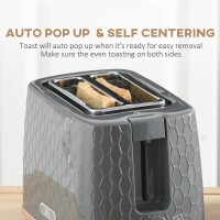 HOMCOM Bouilloire & 2-Ensemble Grille-pain à Tranches | Arrêt Automatique — Gris