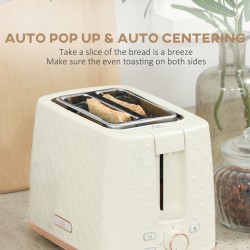 Bollitore HOMCOM & 2-Set Tostapane a Fette | Spegnimento Automatico — Beige