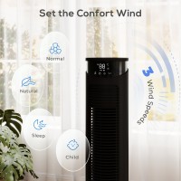 HOMCOM Turmventilator mit WiFi-Steuerung Standventilator mit Fernbedienung 116 cm Schwarz