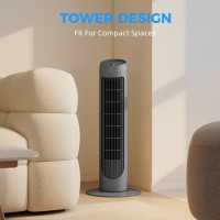 HOMCOM Tornfläkt för Sovrumskylning, 75cm Elektrisk 70° Oscillerande med 3 Hastighetsinställningar, Golvfläkt, Grå