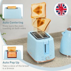 Bollitore HOMCOM & 2-Set Tostapane a Due Fessure | Spegnimento Automatico — Azzurro