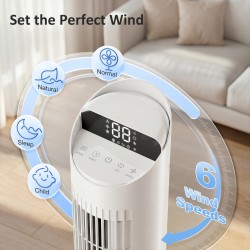 HOMCOM Tornfläkt med WiFi-appkontroll Stående golvkylfläkt Fjärrkontroll 101.8 cm Vit