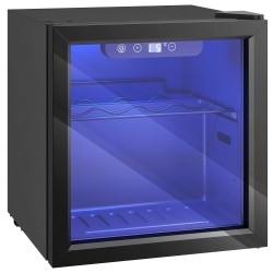 HOMCOM 12-Bottle Wine Cooler | 36L, Glass Door, LED — Black