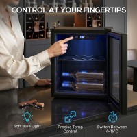 HOMCOM 12-Cantinetta vini da bottiglia | 36L, Porta in vetro, LED — Nero