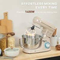HOMCOM 1300W Batteur sur socle de cuisine, avec accessoires - Beige