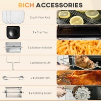 HOMCOM 12L Air Fryer Oven | 8-in-1, Rotisserie, 1800W — Black