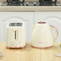 HOMCOM Bouilloire & 2-Ensemble grille-pain à tranches | Arrêt automatique — Beige