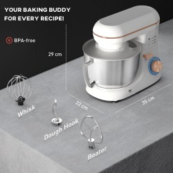 HOMCOM 1300W Köksstativmixer, med tillbehör - Vit