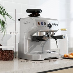 HOMCOM 15-Bar kaffemaskine | Kværn, damper — Sølv