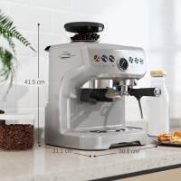 HOMCOM 15-Bar-Kaffeemaschine | Mühle, Dampfgarer — Silber