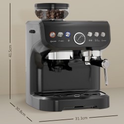 HOMCOM 15-Macchina da caffè bar | Macinino, vaporizzatore — Nero