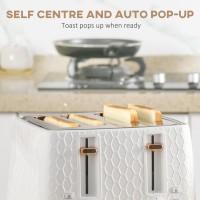 Bouilloire HOMCOM & 4-Ensemble grille-pain à tranches | Ébullition rapide — Blanc