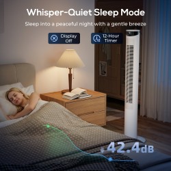 Ventilatore a torre HOMCOM con controllo WiFi, ventilatore a pavimento con telecomando 116 cm bianco