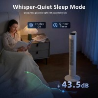 HOMCOM Tower Fan with WiFi App Control Standing Floor Cooling Fan Remote Control 101.8 cm White