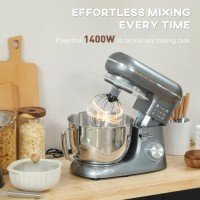 HOMCOM 1300W Køkkenstandmixer, med tilbehør - Sølv