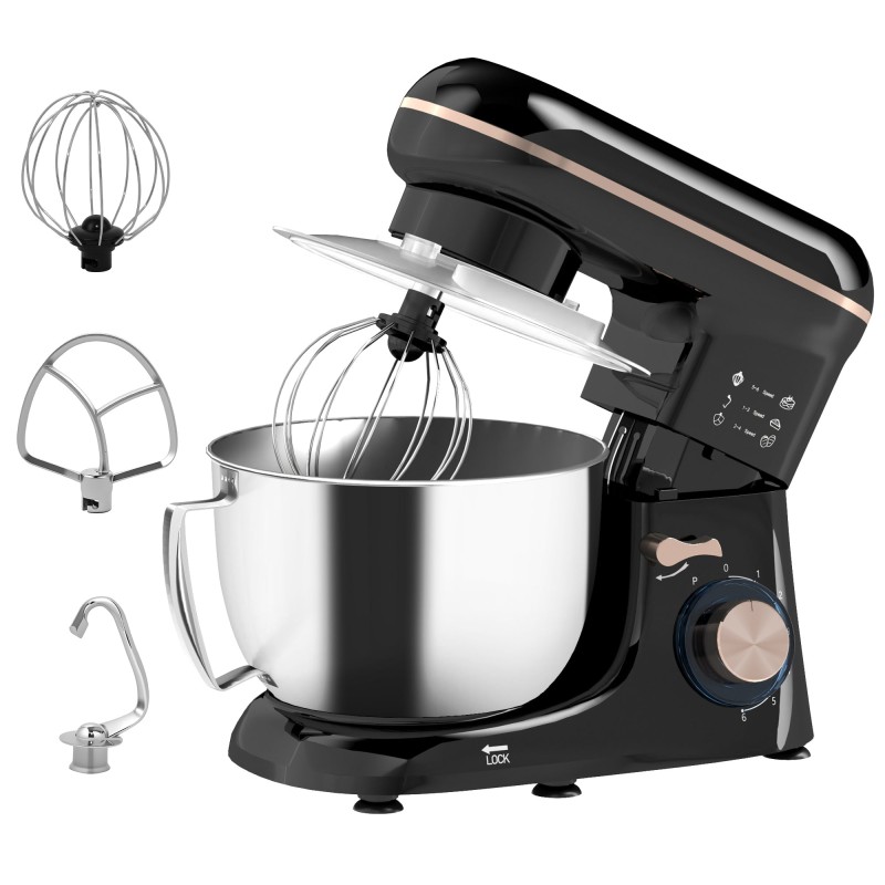 HOMCOM 1300W Køkkenstandmixer, med tilbehør - Sort