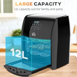 HOMCOM 12L Air Fryer Oven | 8-in-1, Rotisserie, 1800W — Black