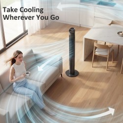 Ventilatore a Torre Intelligente WiFi HOMCOM 101.8cm | Telecomando, 6 Velocità