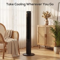 Ventilatore a torre HOMCOM con controllo WiFi, ventilatore a pavimento con telecomando 116 cm Nero