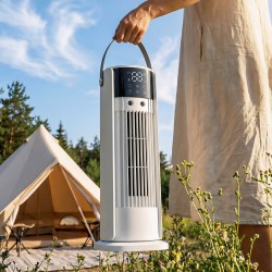 HOMCOM tårnventilator til soveværelset, 16 Tommers tågebordventilator med jævnstrømsmotor, 3 Hastigheder, 90° Oscillation, 10H T
