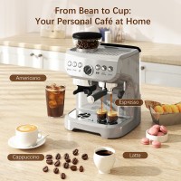 HOMCOM 15-Bar-Kaffeemaschine | Mühle, Dampfgarer — Silber