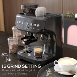 HOMCOM 15-Macchina da caffè bar | Macinino, vaporizzatore — Nero