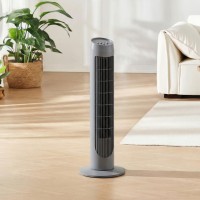 HOMCOM Tornfläkt för Sovrumskylning, 75cm Elektrisk 70° Oscillerande med 3 Hastighetsinställningar, Golvfläkt, Grå