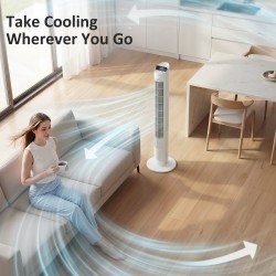HOMCOM Torenventilator met WiFi-app-bediening Staande vloerkoelventilator Afstandsbediening 101.8 cm Wit