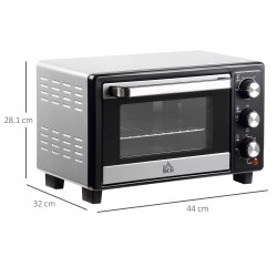 HOMCOM 16L Mini pöytäuuni | 1400W, Ajastin — musta/hopea