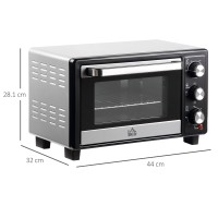 HOMCOM 16L Mini Countertop Oven | 1400W, Timer — Black/Silver