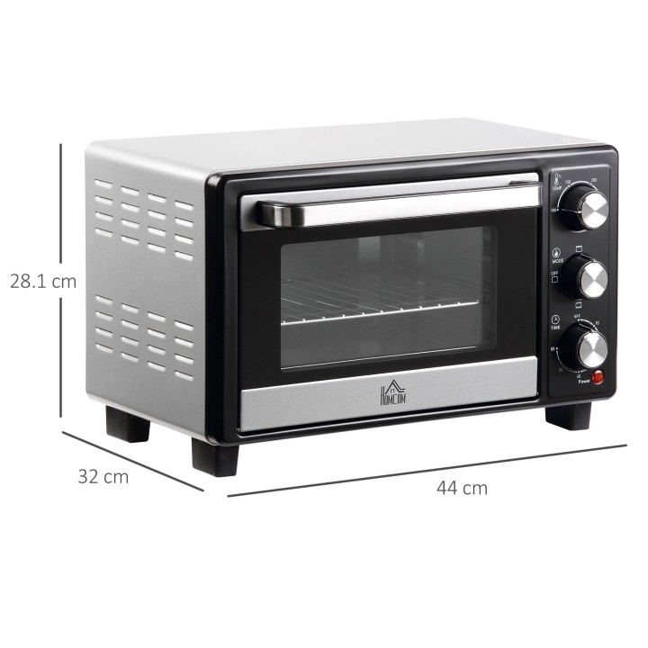 HOMCOM 16L Mini Countertop Oven | 1400W, Timer — Black/Silver