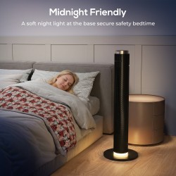 HOMCOM Turmventilator mit WiFi-App-Steuerung, Standventilator mit 3 Geschwindigkeit 4 Modi, 12 Stunden-Timer und Nachtlicht Schw