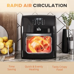 HOMCOM 12L Air Fryer Ugn | 8-i-1, Rotisserie, 1800W — Svart