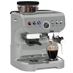 HOMCOM 15-Bar-Kaffeemaschine | Mühle, Dampfgarer — Silber