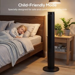 Ventilateur tour HOMCOM avec contrôle WiFi, ventilateur de sol debout avec télécommande 116 cm noir