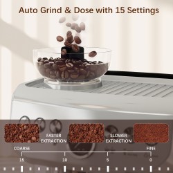 HOMCOM 15-Bar Coffee Machine | Grinder, Steamer — Silver