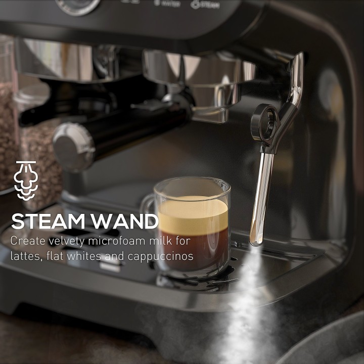 HOMCOM 15-Bar Coffee Machine | Grinder, Steamer — Black