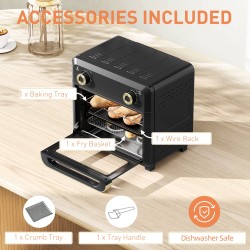 HOMCOM 10L Air Fryer Oven & Mini Oven | Grill, Roast, 1000W