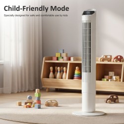 HOMCOM Tower Fan with WiFi App Control Standing Floor Cooling Fan Remote Control 101.8 cm White