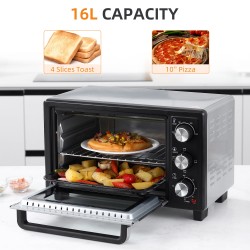 HOMCOM 16L Mini pöytäuuni | 1400W, Ajastin — musta/hopea