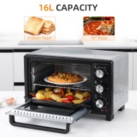 HOMCOM 16L Mini benkeovn | 1400W, Timer — Svart/Sølv