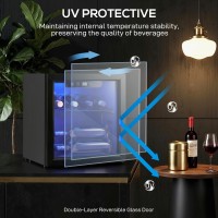 HOMCOM 12-Cantinetta vini da bottiglia | 36L, Porta in vetro, LED — Nero