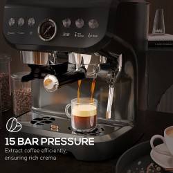 HOMCOM 15-Bar kaffemaskine | Kværn, damper — Sort
