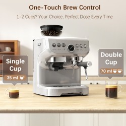 HOMCOM 15-Bar Coffee Machine | Grinder, Steamer — Silver