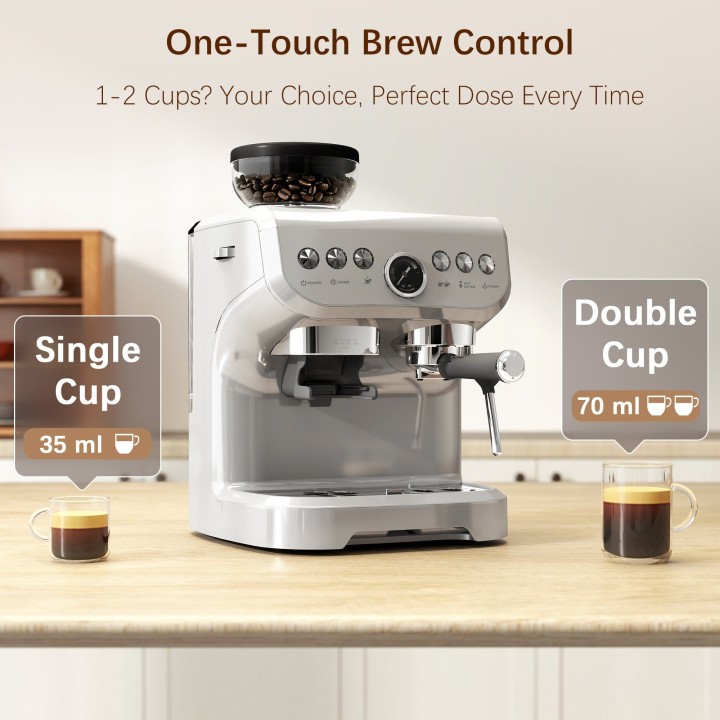 HOMCOM 15-Bar Coffee Machine | Grinder, Steamer — Silver
