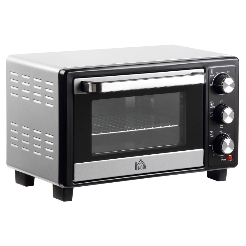 HOMCOM 16L Mini Countertop Oven | 1400W, Timer — Black/Silver